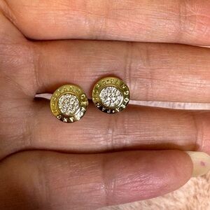 Pandora Shine Logo Stud Earrings Gold in Color